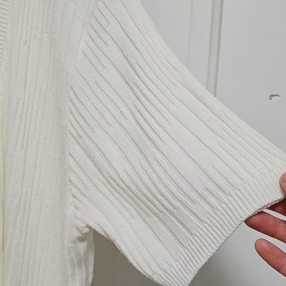 Alfred Dunner Cream Knit Cardigan and Top Set - Picture 4 of 8